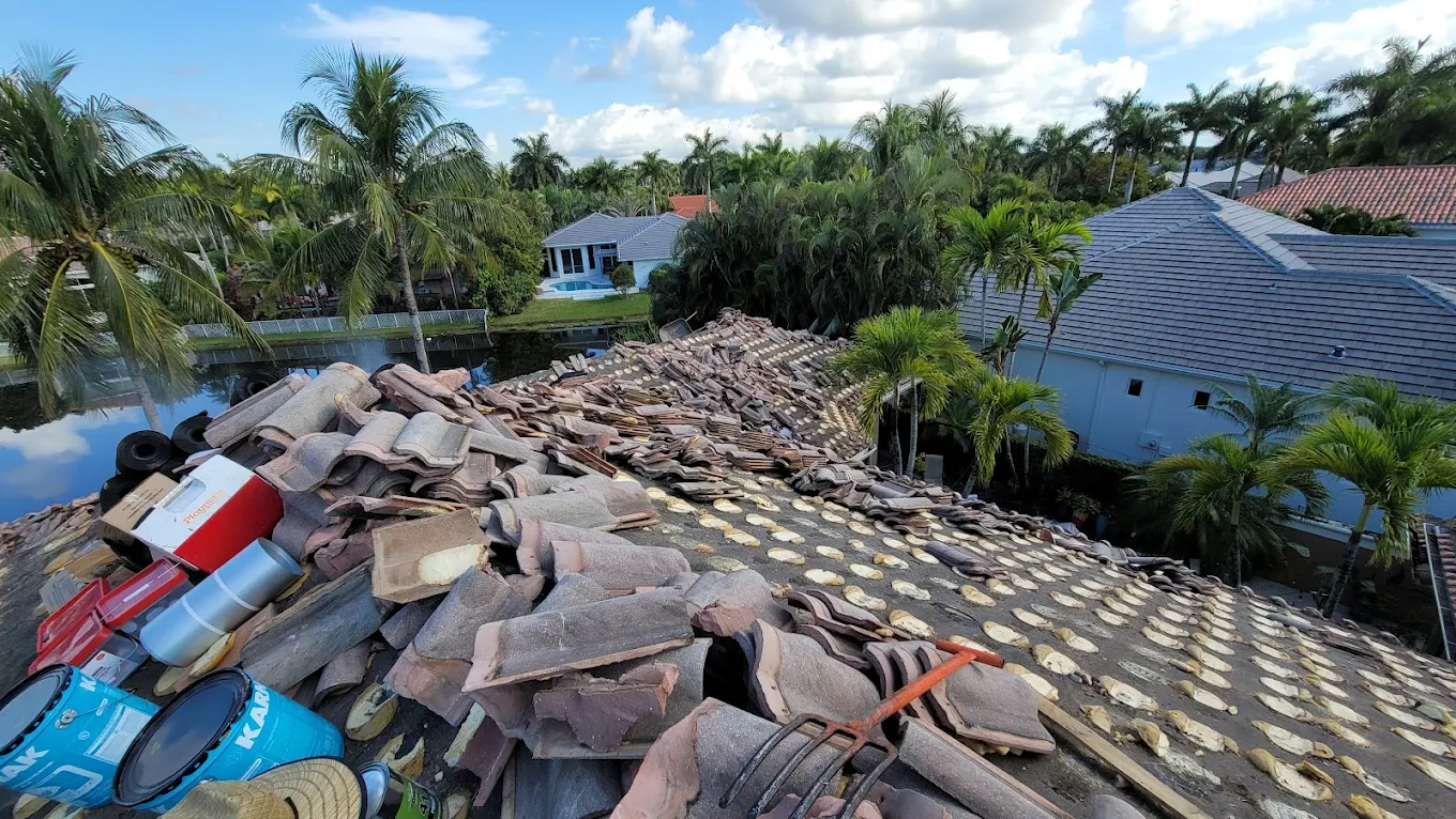 concrete tiles on a roof