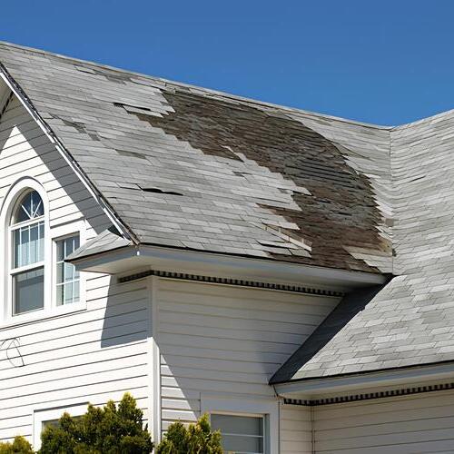damage to a shingle roof