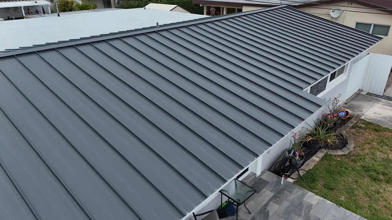 overhead view of a metal roof